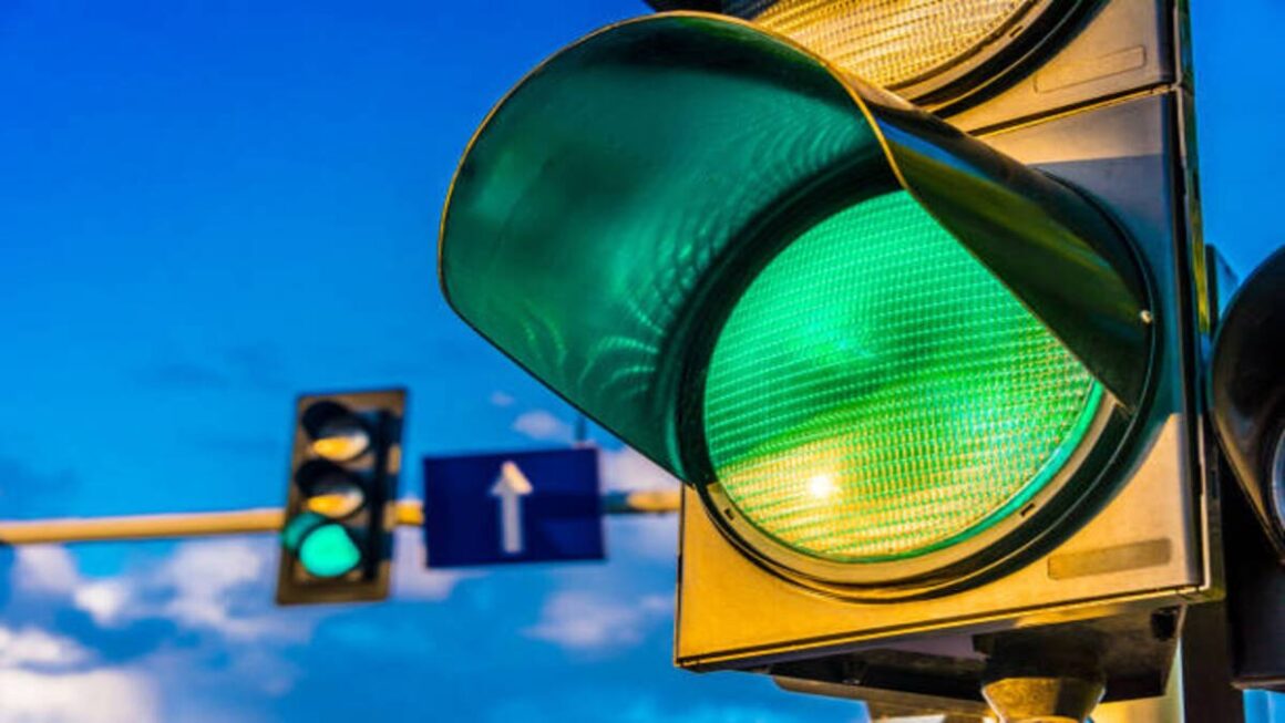 Image showing traffic signal with green light on
