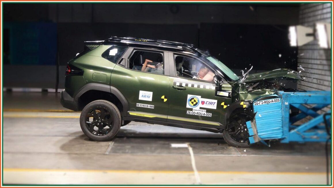 Renault Duster in the frontal offset deformable barrier test