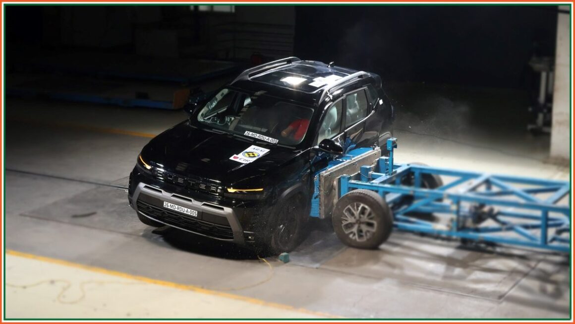 Renault Duster in the side movable deformable barrier test