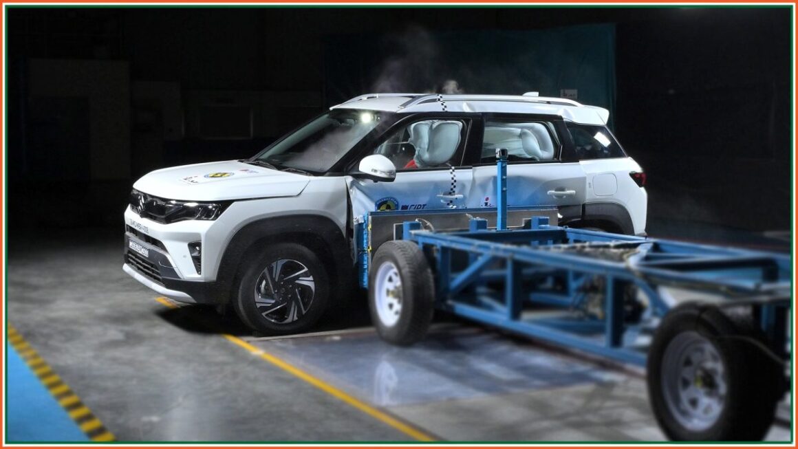 Maruti Brezza in the side movable deformable barrier test